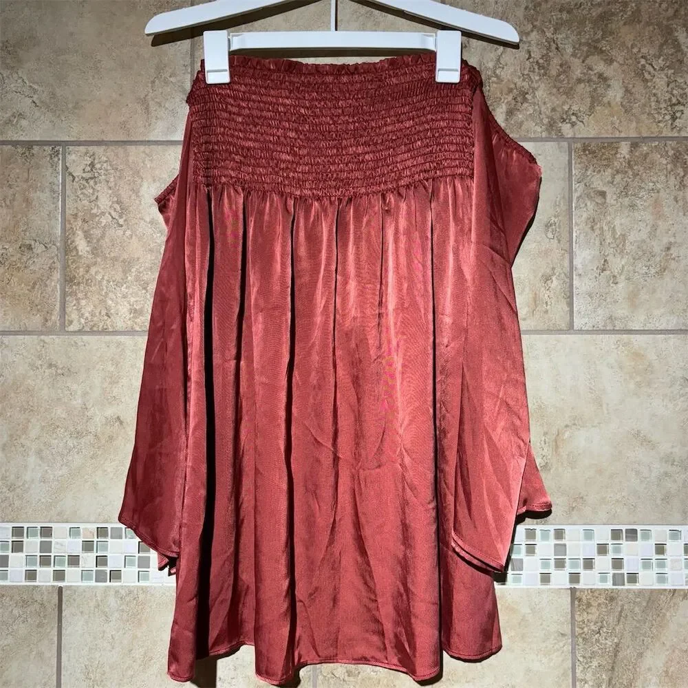 Show Me Your Mumu Ashley Smocked Off-Shoulder Rust Blouse Size M Casual Top - Picture 2 of 5